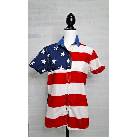 Roper Other - Roper Shirt Men's M Star Stripes Short Sleeve Button Up American Flag